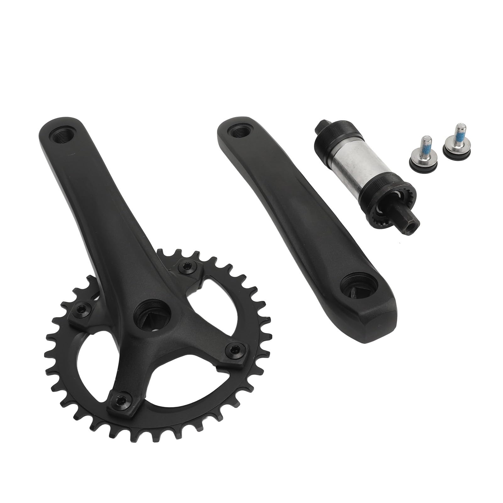 Jiawu Mechanizm Korbowy do Rowerów Górskich ze Stopu Aluminium 34T 104BCD Kwadratowy Otwór z pojedynczą tarczą, Dodatnia Ujemna Tarcza, Stabilne Trwałe Części do Konwersji 7-12 Prędkości Zapewniające