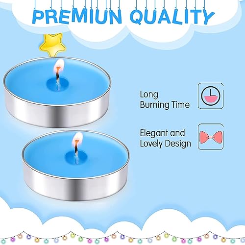 Miniatura 3 de LEIFIDE 50 juegos de velas de té para baby shower, regalos para bebés, bolsas con tarjetas y bolsas de malla para revelación de género