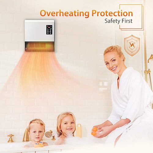 Miniatura 8 de Calentador eléctrico - Calentador de espacio de 1500 W, calentador de habitación montado en la pared con base de pie, ahorro de energía,