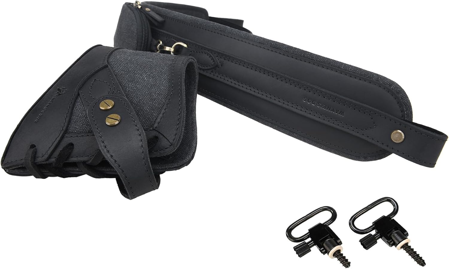Canvas Leather Buttstock Gun Recoil Pad with Adjustable Shotgun Sling for Hunting Rifle