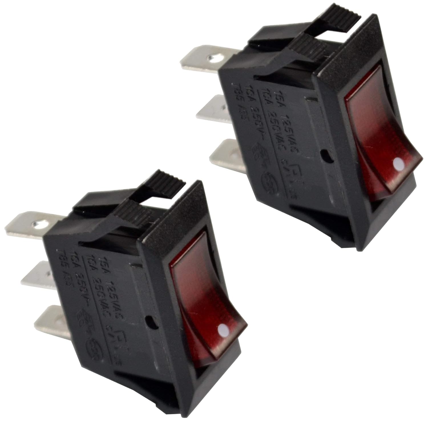 HQRP 2-Pack Red Lighted Rocker Switch Compatible with Twin Star 23EF010GAA 23EF003GAA 33E05-0519-A0891 33E01 23E05-0530 18EF010GAA 33E05-0546-CO511 33E05-0521-C0436 28E050526B06 23EF020GRA Fireplace