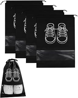 STJUNR 4x Schuhbeutel mit Zugband PE Schuhtasche, wasserdichte Kordeltasche,reise gadgets flugzeug, Multifunktionale Aufbewahrungstasche, Kofferorganizer Packbeutel Set, Packsack mit Tunnelzug