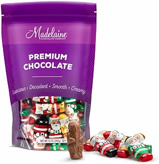 Madelaine Premium Milk Chocolate Mini Santas Novelty Christmas Candy - Stocking Stuffers & Holiday Treats - Individually Wrapped - 12 Oz