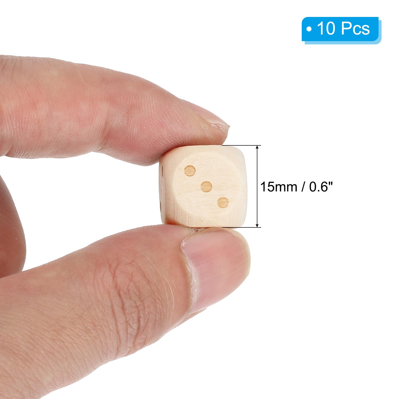 PATIKIL 15mm Wooden Dice, 10Pcs Numbers 1-6 Cube Dice with Round Corner 6 Sides Square Wood Blocks for DIY Craft Projects - Image 2