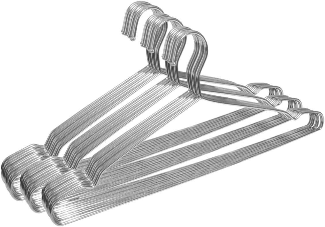 King Mills 19.6inch Stainless Steel Plus Size Hangers, Ideally Used as Extra Large Hangers for Heavy-Duty Clothes, Shirts, Oversized Coats, Dresses and Etc. Silver. 30pk.