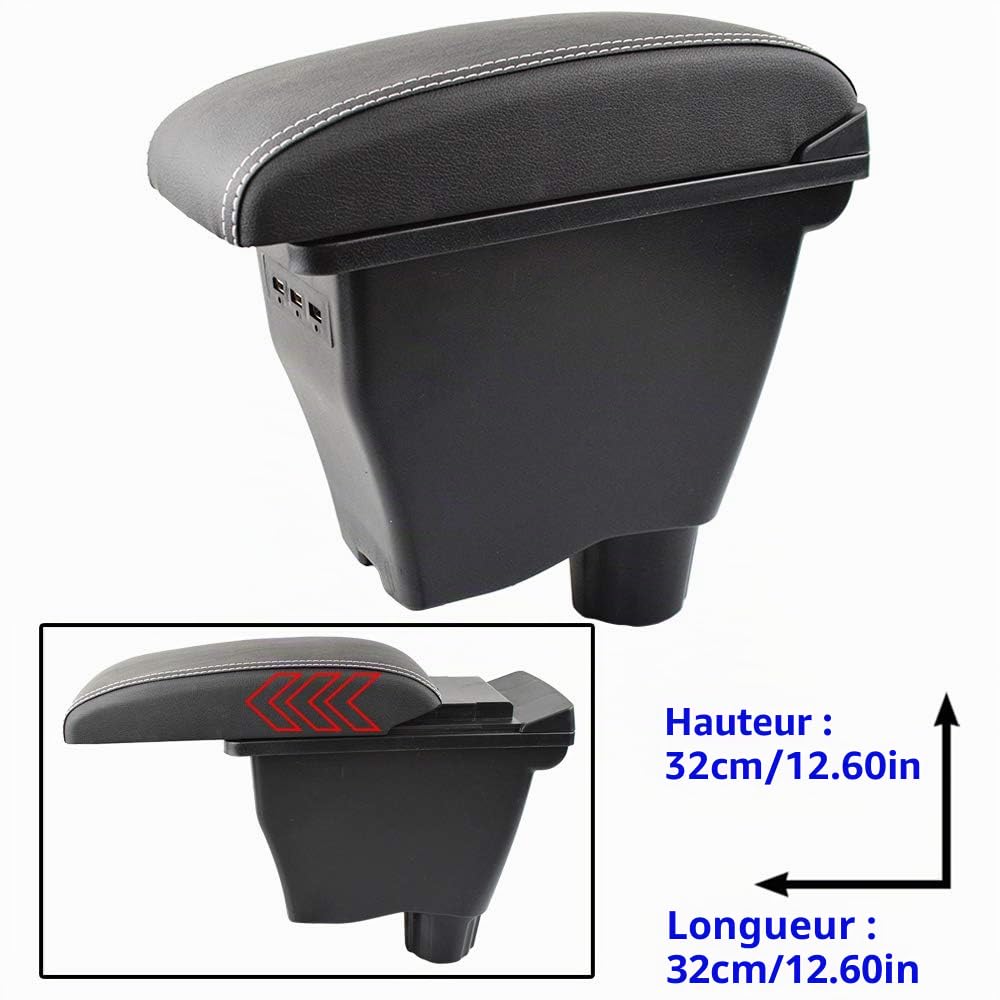 XUKEY Accoudoir Central Console pour Fortwo 453 2014 2015 2016 2017 2018 2019 Nouvelle boîte de Rangement Interface USB Modification du Contenu Forfour