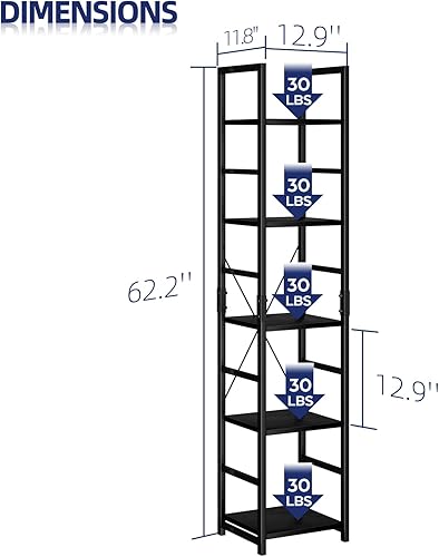 Miniatura 28 de NUMENN Estantería delgada de 3 niveles, estantería organizadora de almacenamiento, estante moderno para dormitorio, sala de estar y oficina en casa,