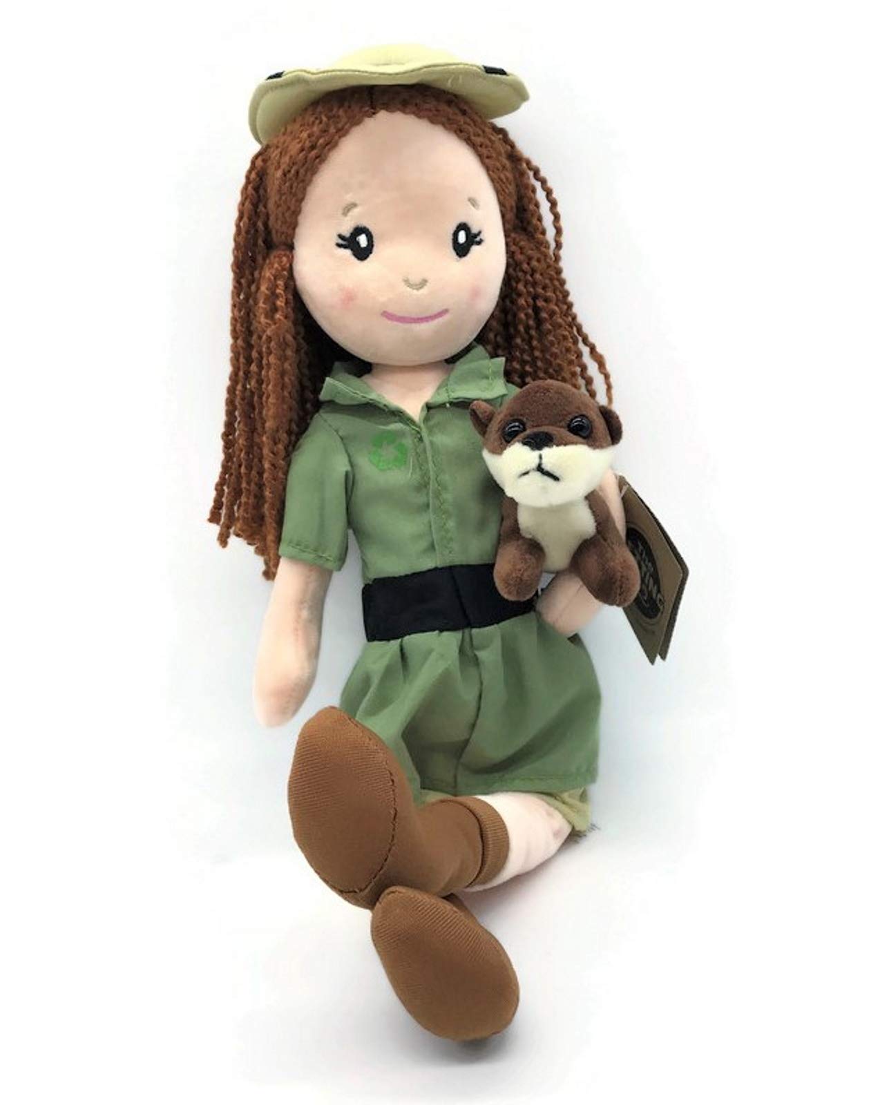 The Petting ZooZookeeper Doll with River Otter Stuffed Animal, Gifts for Girls, Plush Doll with River Otter Plush Toy, 17 inch (Red)