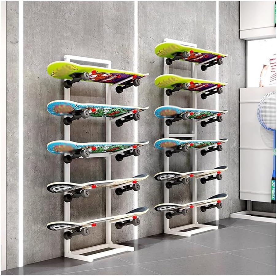 Skateboard Racks Floor Stand, Multi-Layer Skateboard Rack, for Deck, Longboard, Snowboard, Standard Skateboards, Mini Cruiser Skateboard(Silver/A,37x45x90 cm)