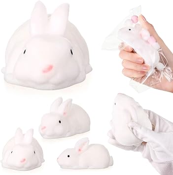 6 Pcs Big Bunny Taba Pinch Kit 3.54x2.36in Cute Soft Fidget Kawaii Funny Taba Bunny Ideal Memorial Gift for Easter Adult Stress Relief