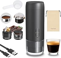 Saraudy Portable Espresso Maker 20 Bar - USB-C Rechargeable Travel Coffee Machine for Ground Coffee & Nespresso Capsules, Waterproof Camping Hiking