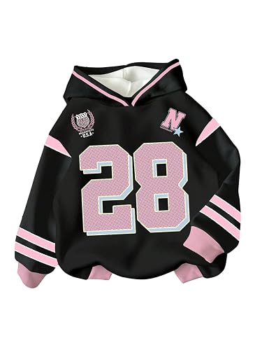 COZYEASE Girls' Letter Graphic Print Cute Hoodies Long Sleeve Pullover Hoodie Sweatshirt