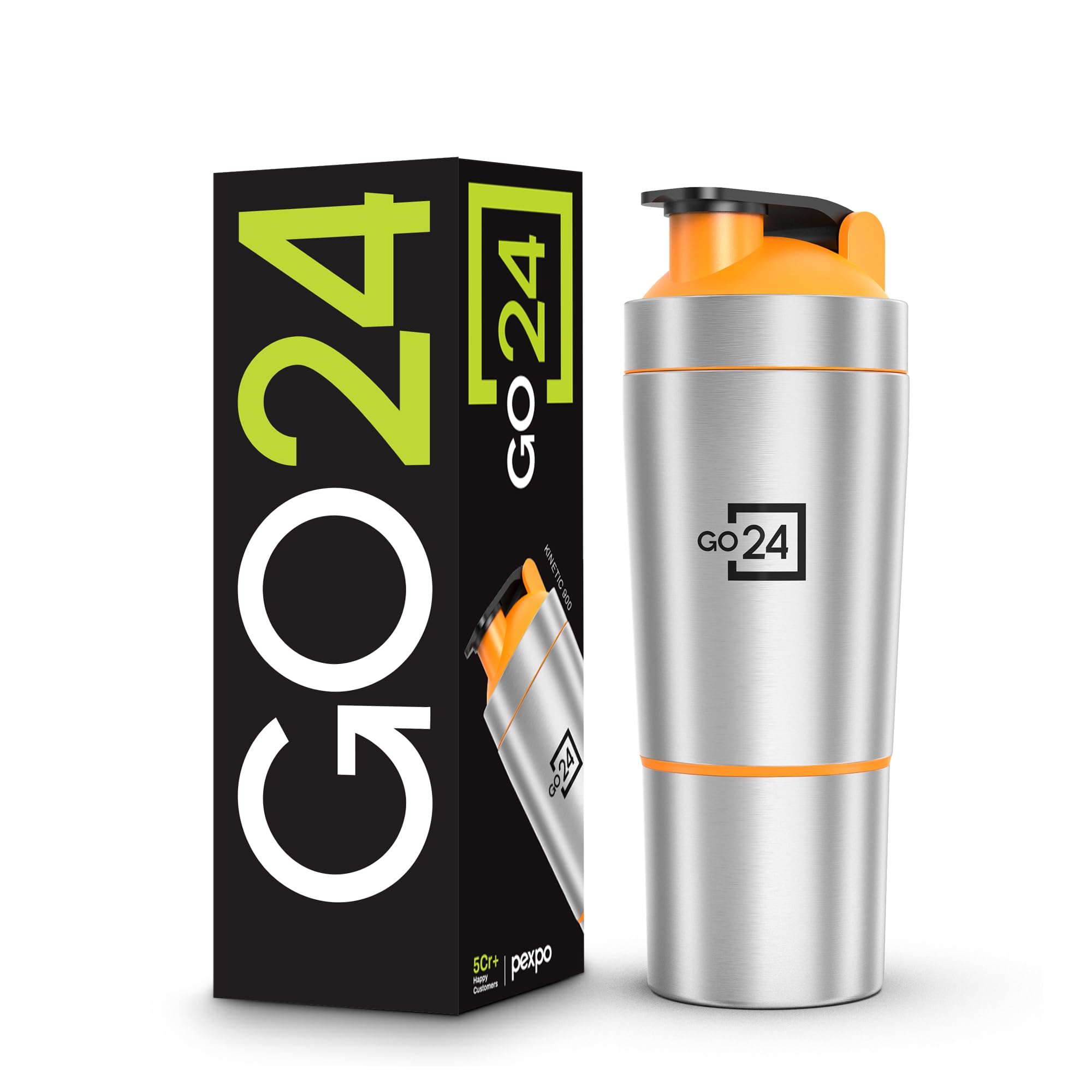 PEXPO Kinetic ISI Certified Stainless Steel Gym Shaker Bottle with extra Compartment for Protein and Supplements -700+150 ml (Orange) | Ideal for Protein Shakes and Smoothies | Leakproof and BPA Free-image-28