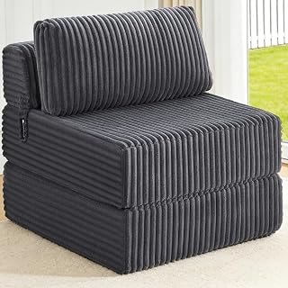 4-in-1 Folding Sofa Bed Convertible Boneless Sleeper Chair Couch Foldable Lounger & Mattress Pocket Coil & Foam Fill Medium Support, Portable No Assembly for Living Room/Bedroom, Single - Amazon product rated Grade A
