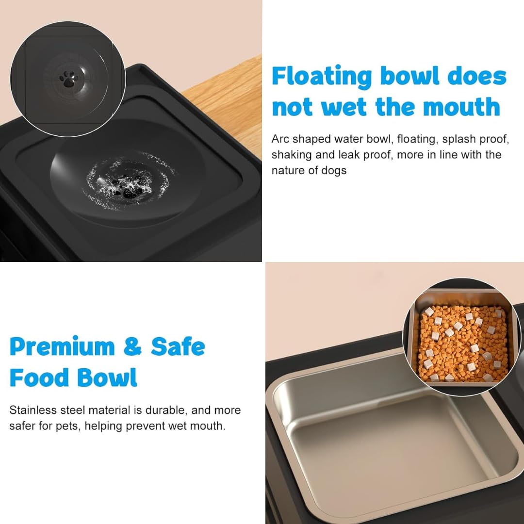 House of Pets Adjustable Elevated Dog Bowls, 4-Height Stand (3.4"–11.3") for Small, Medium & Large Dogs, No-Spill Water Bowls, Reduces Neck & Joint Strain (Stainless Steel Bowl) 3