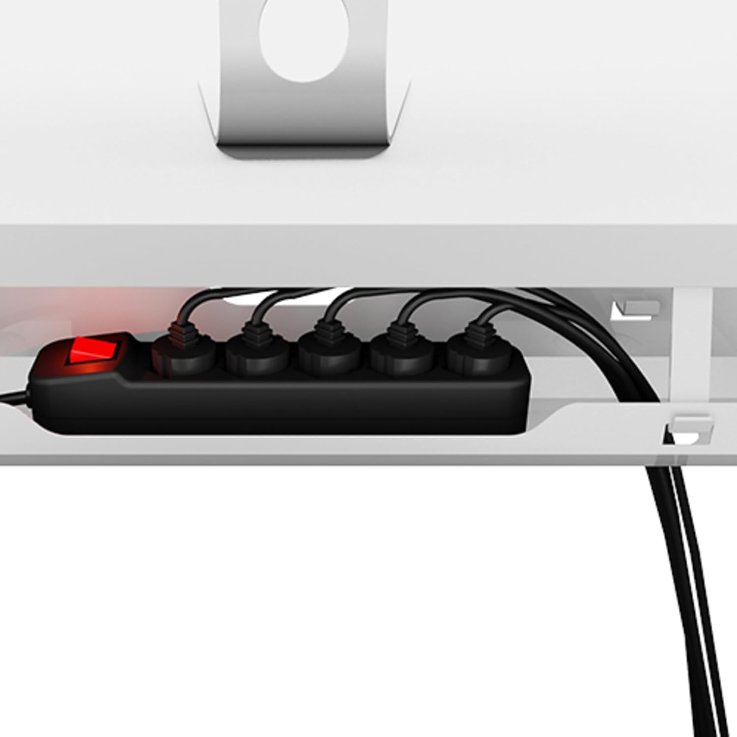 Raidsonic ICY BOX Office Cable Channel, Cable Management for Ordering at The Workplace, Easy Assembly, Steel Cable Tray (Chargeable up to 5 kg), White