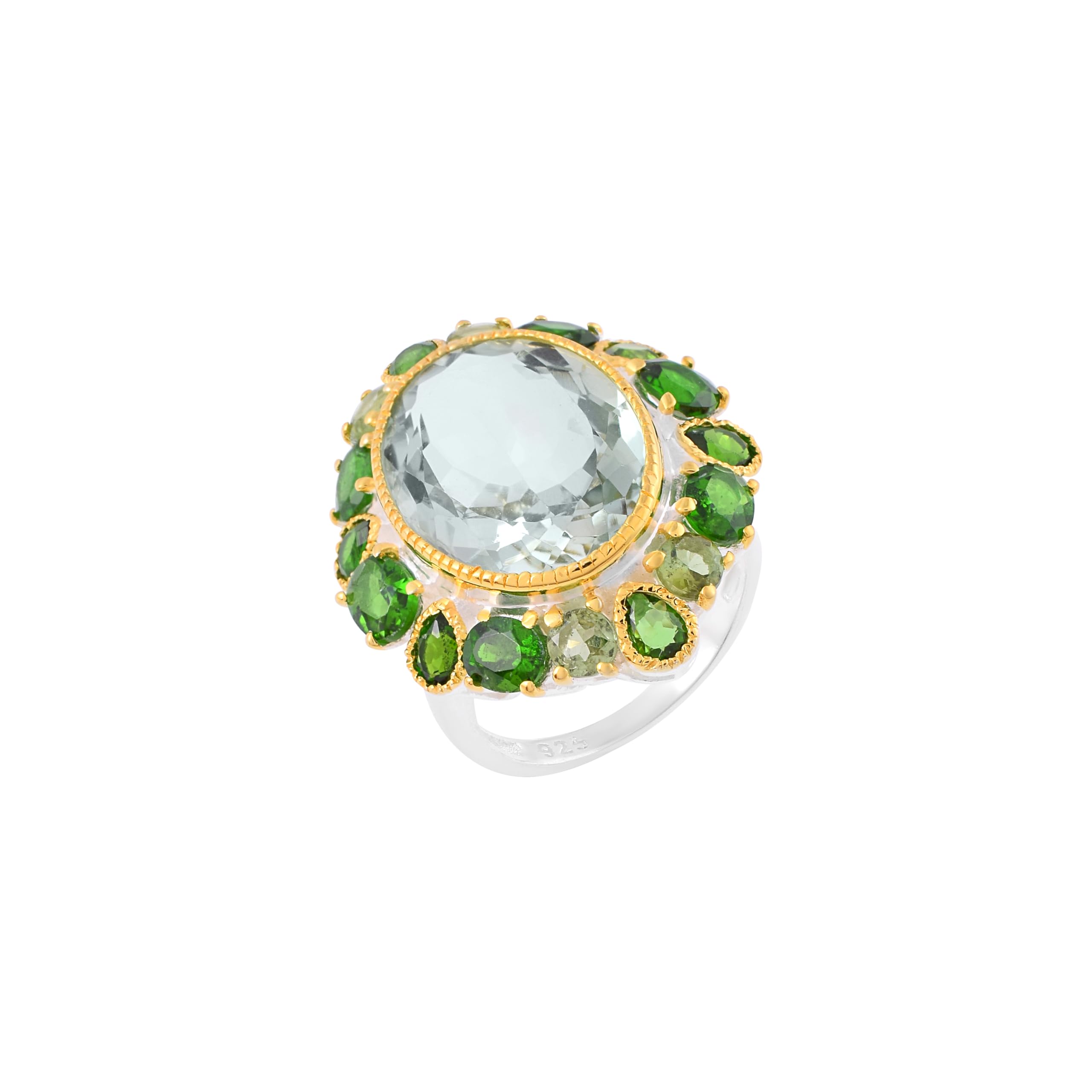 Bague argent 925 plaqué or améthyste verte ovale taille 66 durable - 6