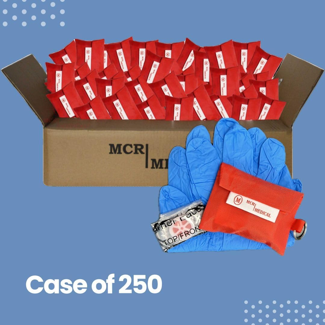 CPR Mask Keychain with Nitrile Gloves (Case of 250), MCR Medical
