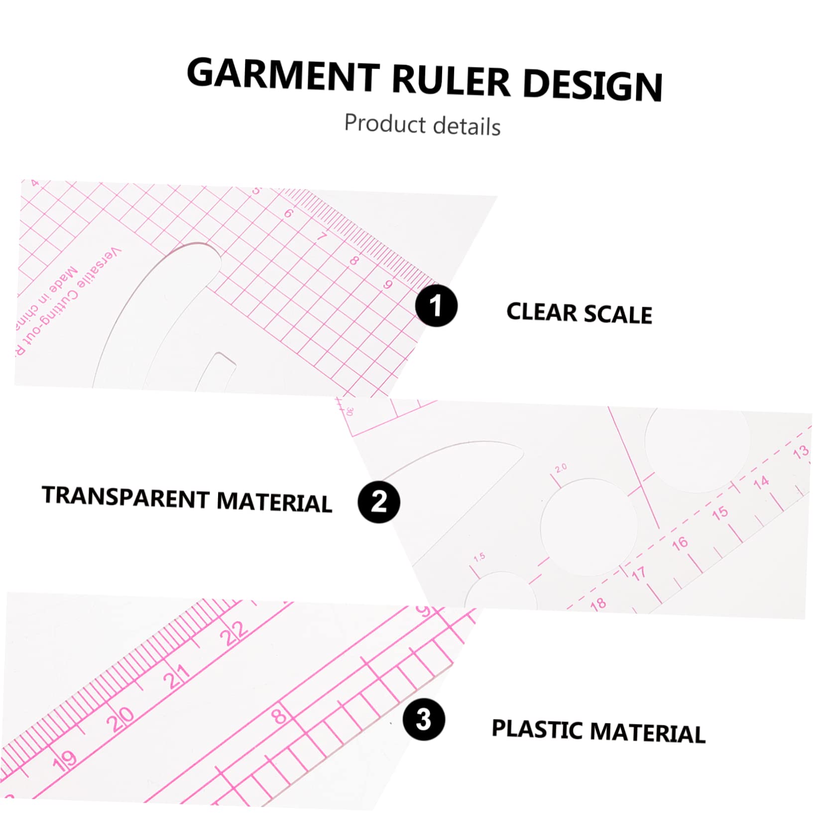Ciieeo Herramientas De Corte Regla Curva Para Ropa Regla De Costura De Plástico Para Prueba De Ropa Taller