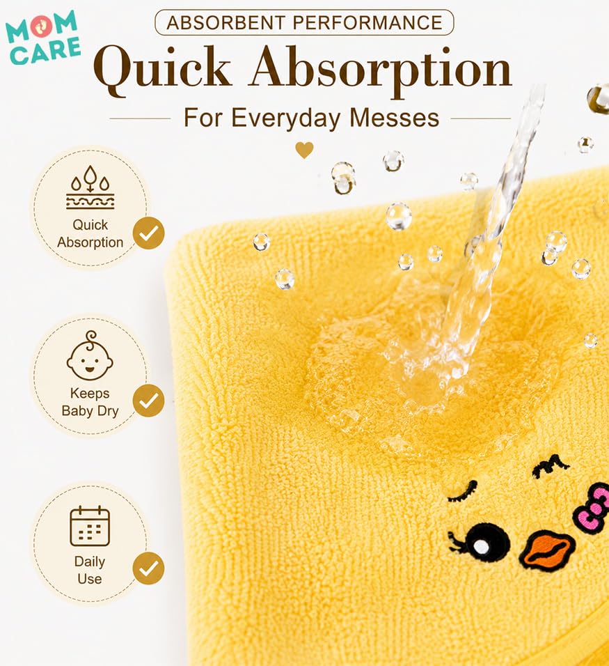 Image of MomCare Newborn Baby Gift Set with Premium Gift Bag & 3 Soft Cotton Baby Napkins, Cute Yellow Washcloth Handkerchief Towels for Infants, Baby Shower Gift, Welcome Baby Hamper for Boys & Girls Yellow Set 3 Pcs