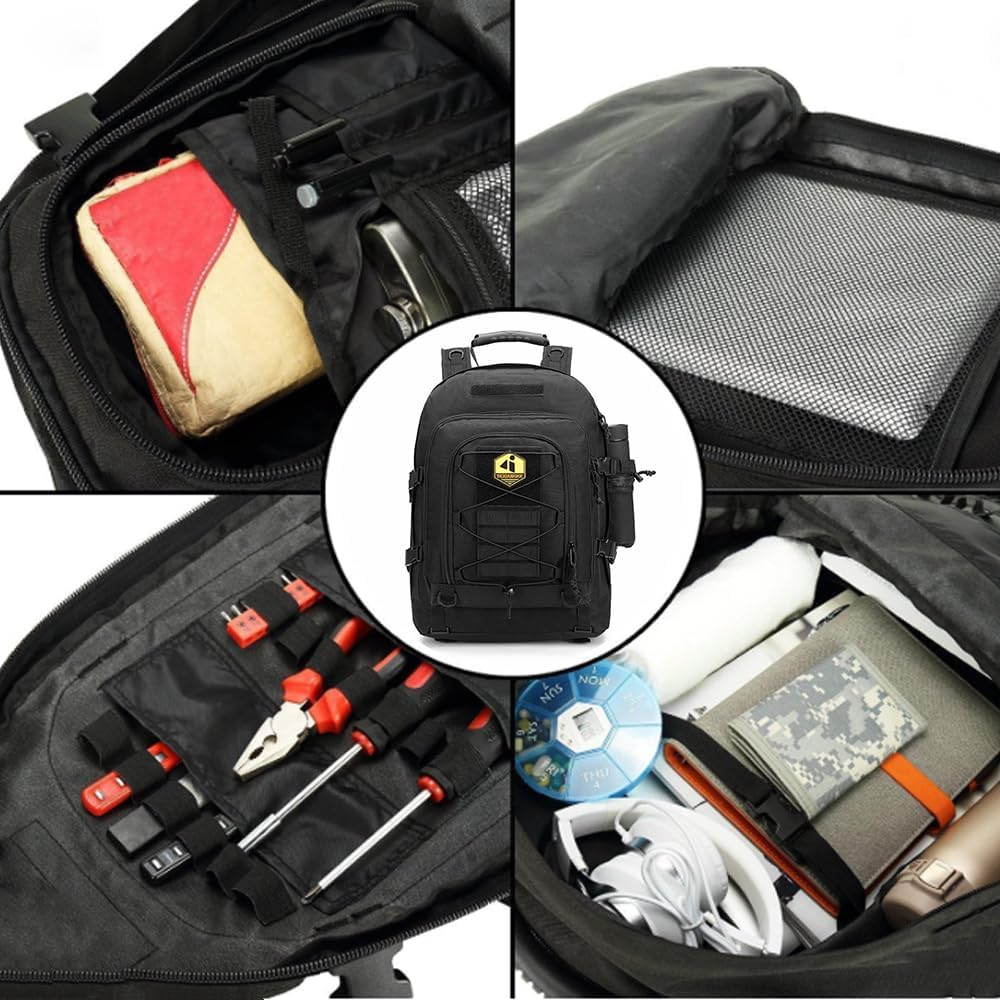 40L Large capacity backpack for men, Hiking backpack,Waterproof bag,large-capacity Tactical backpack with MOLLE System,Suitable for camping,Hunting,mountain climbing(BLACK)