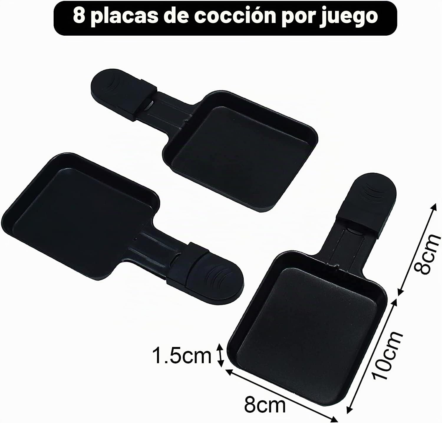 8 Mini Sartenes para Raclette Planchas Asar, Universales de Parrilla Electrica Raclette Revestimiento Antiadherente, Negro