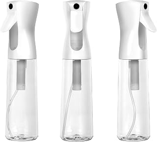 Houseables Continuous Spray Water Bottle, Hair Mist Sprayer, White, 12 Oz, 3 Pack, 355 mL, Ultra Fine, Solvent & BPA Free Clear Plastic, Pressurized Mister, With Pump, For Stylist, Salon, Barber