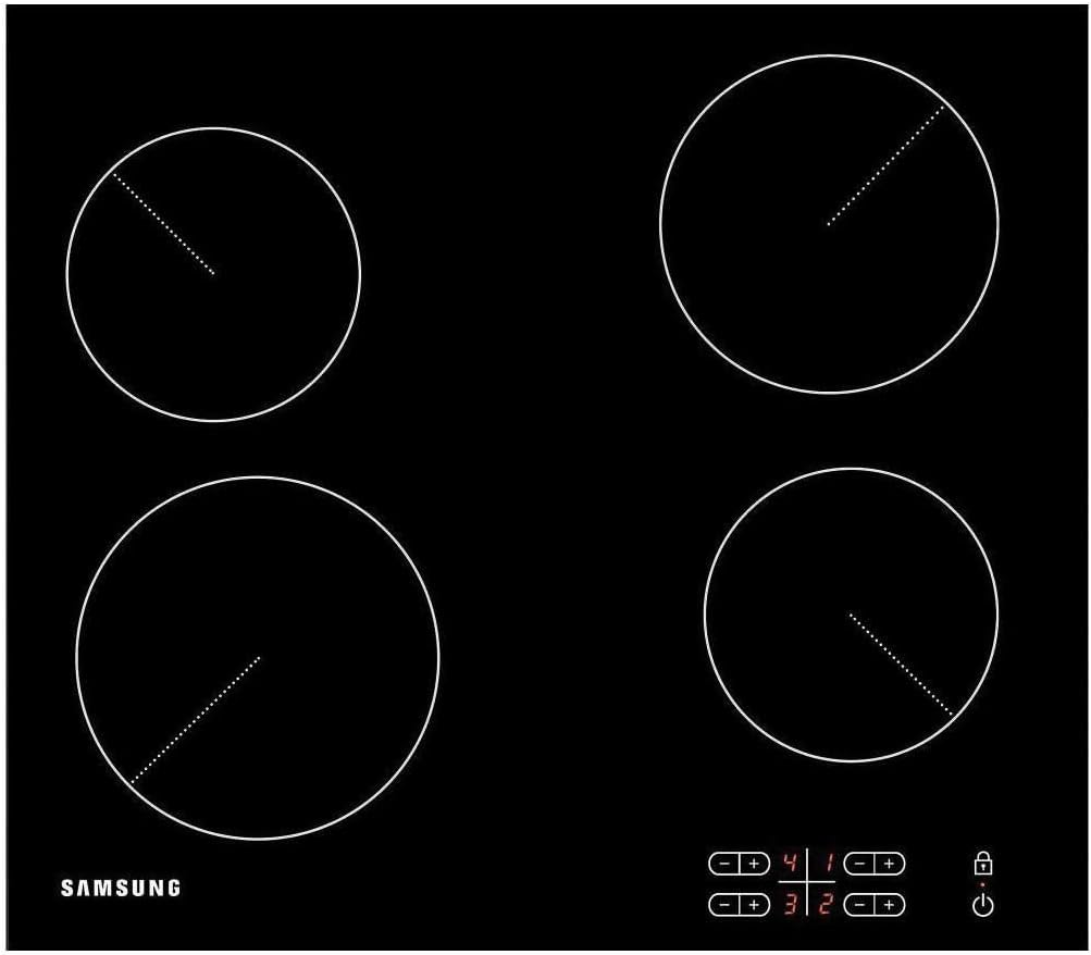 Samsung Ceramic Hob with 4 Cooking Zones, With Touch Control, Colour: Black, Material: Glass, C61R2AEE
