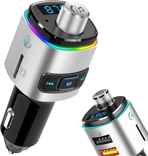 MMOBIEL Samochodowy adapter Bluetooth z nadajnikiem FM – Transmiter Bluetooth do Samochodu z ładowarką QC 3.0 USB-A – Zapalniczką samochodową