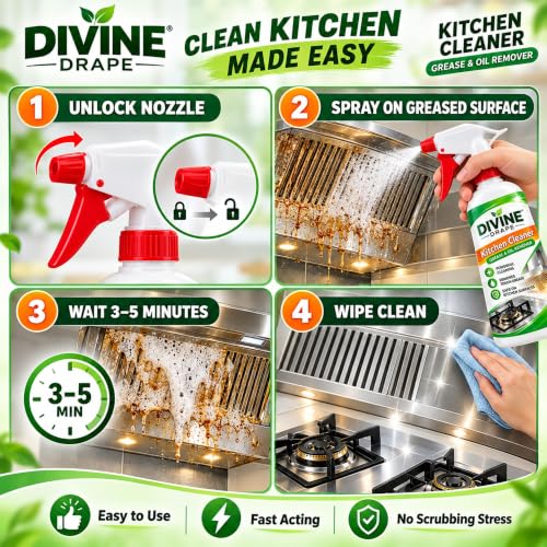 Image of Kitchen Cleaner Spray for Oil & Grease Stain Removal, 500 ml Trigger Degreaser for Gas Stove, Chimney, Sink, Grill, Exhaust Fan, Tiles and Cooking Area Surfaces