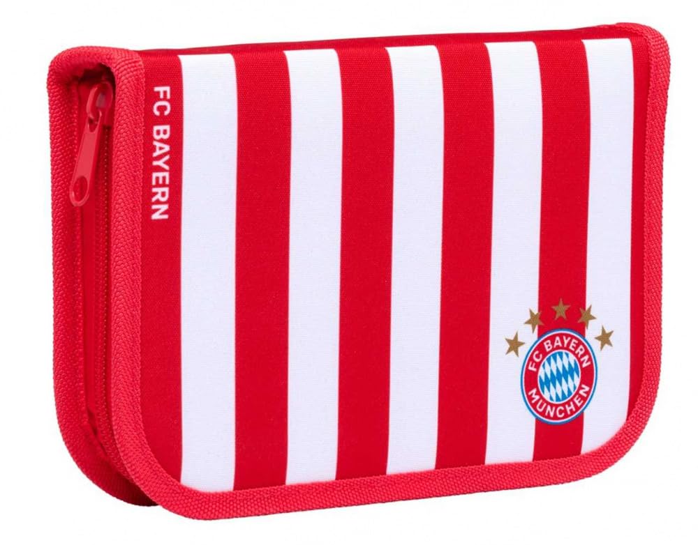 FC Bayern München Federmappe - Streifen - rot-weiß Schüleretui gefüllt FCB