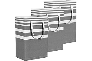 Vosgo 3-Pack Large 75L Laundry Basket, Sturdy Durable Laundry Hamper with Handles,...