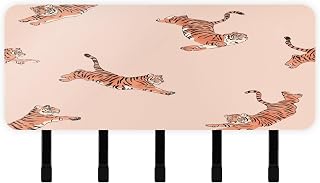 Kigai Cute Tigers Key Holder for Wall with Mail Organizer & 5 Hooks Self Adhesive Hanging Key Rack for Kitchen, Hallway or Doorway, Home Decor