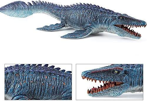 Miniatura 15 de EOIVSH Mosasaurus - Juguete grande de Mosasaurio gigante de pretector oceánico, mordiendo un pterosaurio, monstruo marino prehistórico, figura
