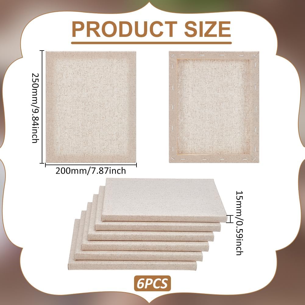 Clear Primed Linen Canvas, 6 Pack 8x10 Professional Oil Primed Linen Panels Durable Canvas Medium Texture Painting Panels for Oil Acrylic Pastels Alkyd Colors Painting Artwork