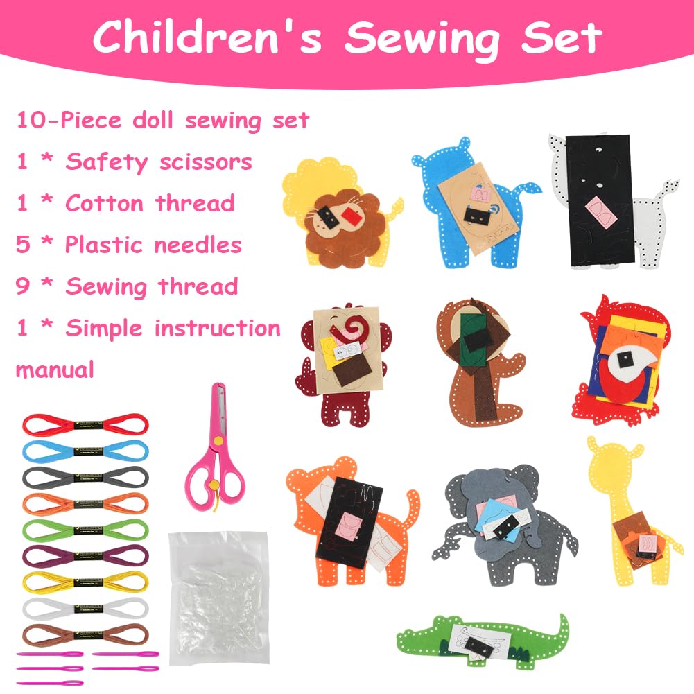 Vicloon Sewing Kit for Kids 10-Piece Cute Animal Sewing Craft Kits - Image 2
