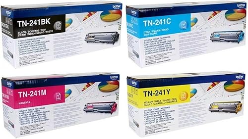 Brother TN-241 TN241 Ensemble de Toner Original 4 Couleurs, pour DCP-9020CDW, HL