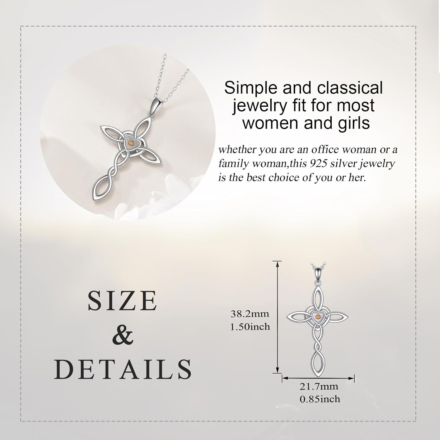 LUHE Mustard Seed Necklace Sterling Silver Star of David/Cross/Hamsa Hand Pendant Necklace Jewelry Gifts for Woman