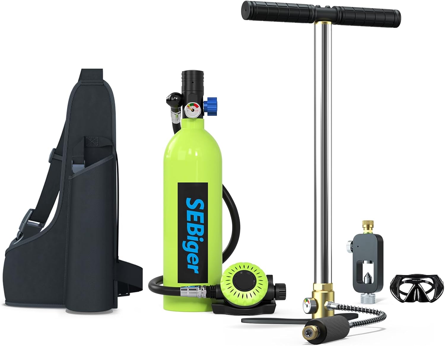 Mini Scuba Tank 1.0L Portable Mini Diving Tank Reusable Pony Bottle Up to Diving Air Tank Kit Diving Oxygen Cylinder for Underwater Exploration Rescue