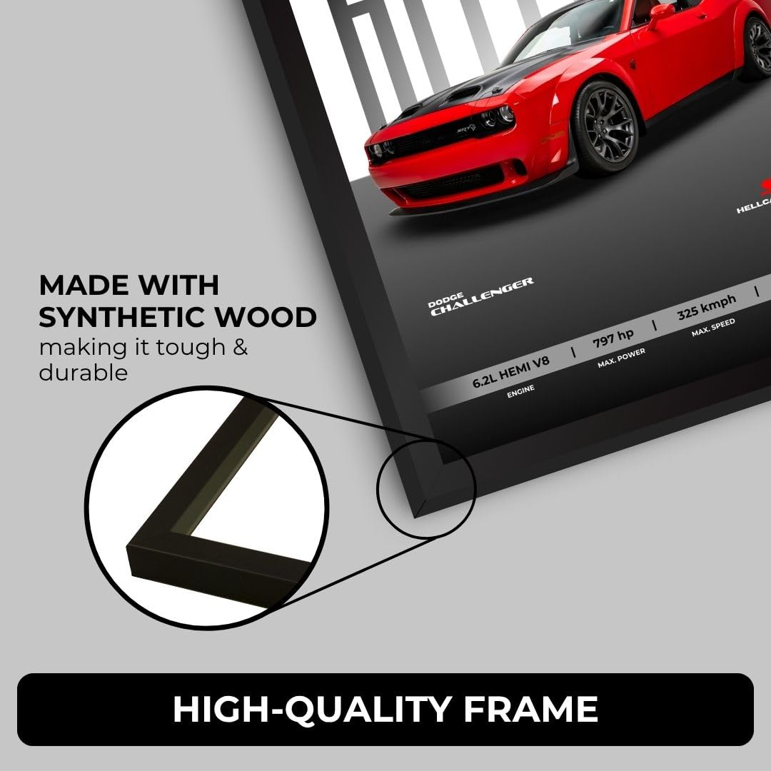 Dodge Challenger Poster | Framed Dodge Challenger SRT Hellcat A4