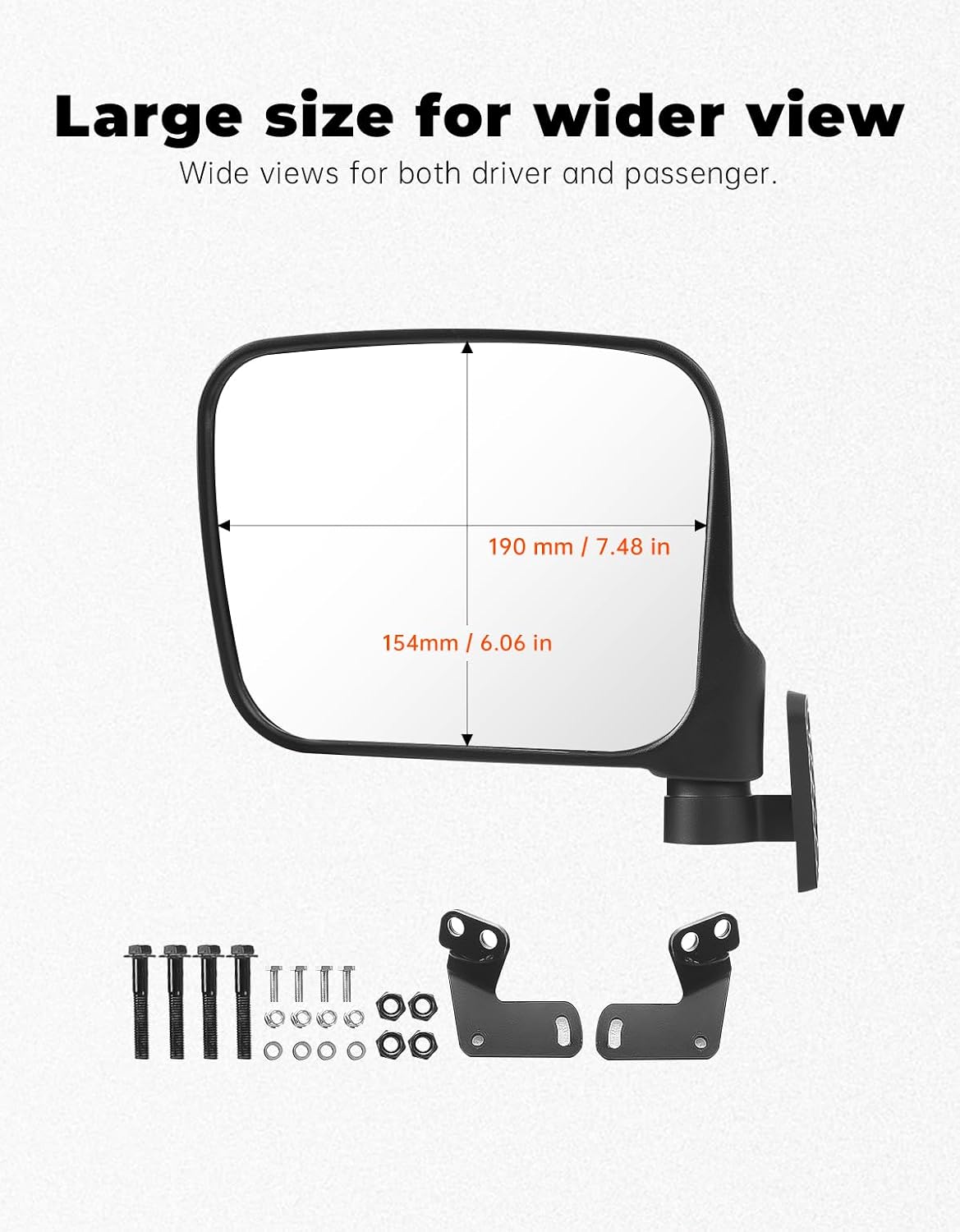 Adjustable Rearview Side Mirrors for 2016-2026 Polaris General 1000 EPS XP 4 1000 Accessories, Large Rear Sideview Mirrors (2PCS)