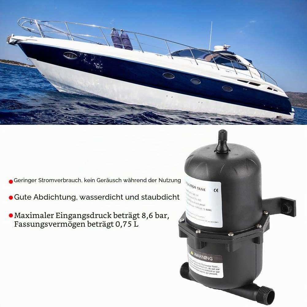 Druckspeicher Wasser Wohnmobil,Mini-Druckbehälter,Speicherdrucktank Wasserpumpen-Durchflussregelung 0,75 L 125 Psi Wasserdicht Für Marine-Wohnmobilboote
