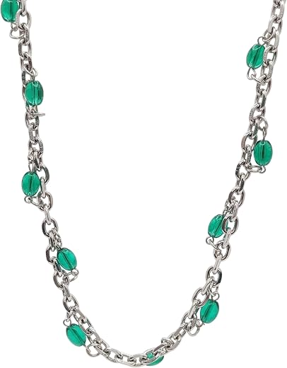 THE MEN THING EMERALD BEAD - Titanium Steel Pendant with 20 to 22inch Adjustable Chain for Men & Boys