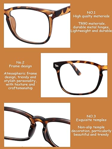 Miniatura 5 de Onrtry Gafas sin receta para hombres y mujeres, lentes transparentes cuadradas