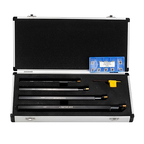Miniatura 2 de OSCARBIDE Juego de barras de mandrinar indexables 4 piezas, 12", 58", 34", 1" vástago derecho Sclcr barras de mandrinar con 14 piezas