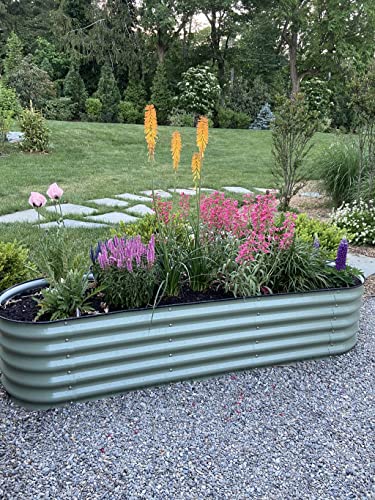 Vego Garden Raised Garden Bed Kits, 17" Tall 6 In 1 Modular Metal Raised Planter Bed For Vegetables Flowers Patio Ground Planter Box-Olive Green #TOP3