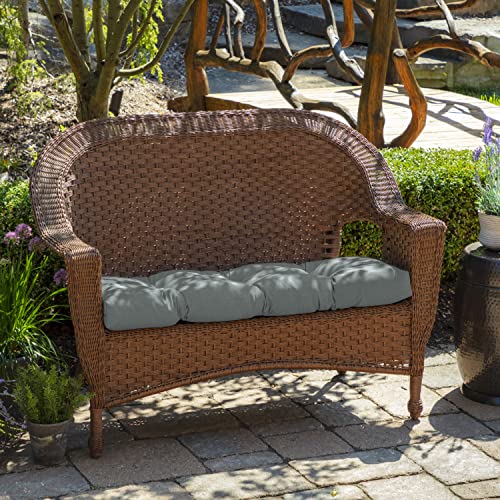 Image of Arden Outdoor Wicker Settee Cushion, 41.5 x 18, Rain-Proof, Fade Resistant Stone Grey Leala
