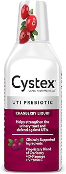 Cystex Cranberry Urinary Health Supplement Liquid - D-Mannose, Prebiotic, Vitamin C for Urinary Tract & Bladder Support - Daily Urinary Wellness for Women & Men, Sugar-Free - 7.6 fl oz