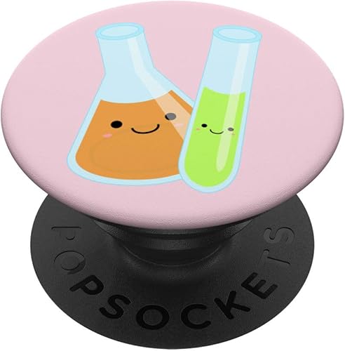 Bonito vaso Kawaii Pop para amante de la ciencia, vasos PopSockets, agarre y soporte para teléfonos y tabletas, Negro