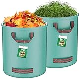 Pfloge® 2X 272L Gartenabfallsack, Gartensack mit 4 Griffe, Wasserdicht, Selbststehend, Laubsack Haltbar Korrosionsbeständig für Gartenabfälle und Grünschnitt